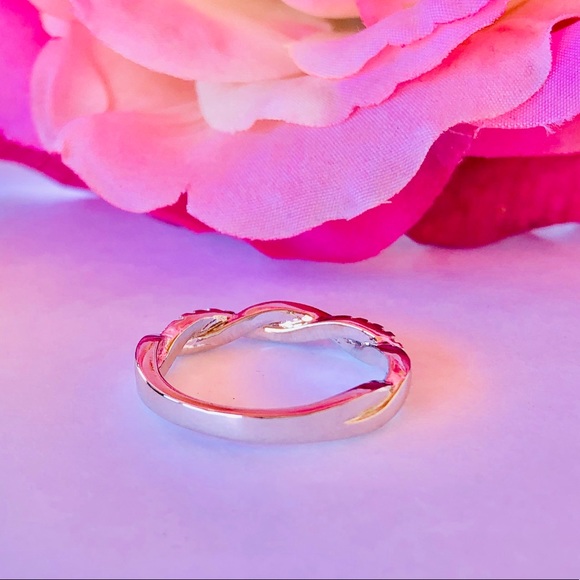 Sterling Silver White Sapphire Infinity Ring - Picture 7 of 8